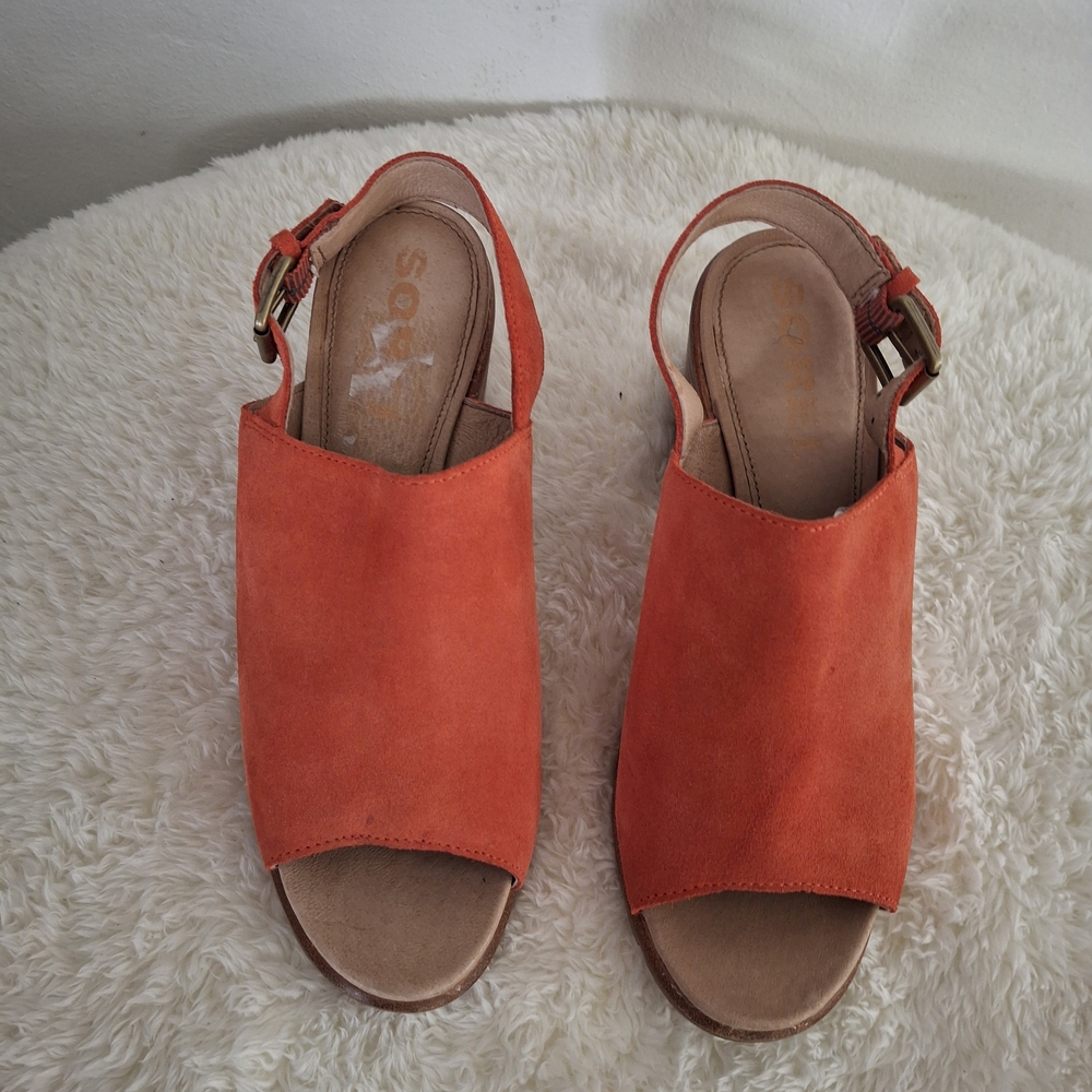 Sorel Nadia Women's Orange Block Heel Mules Size 9.5. - Picture 2 of 5